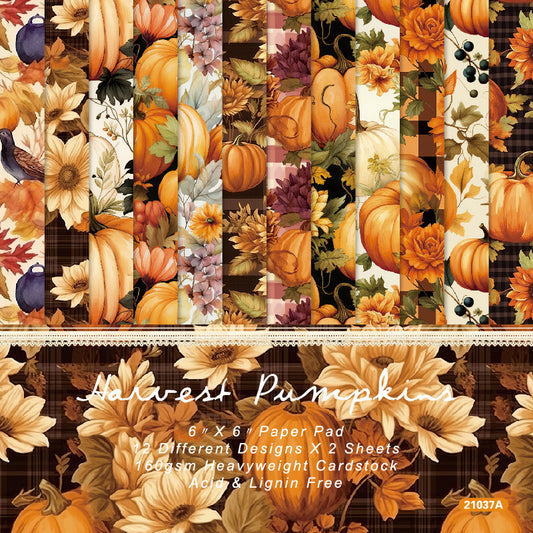 24PCS 6" Harvest Pumpkins Scrapbook Paper & Cardstock