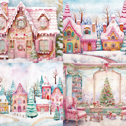 24PCS 6" Holiday Castle Scrapbook Paper & Cardstock