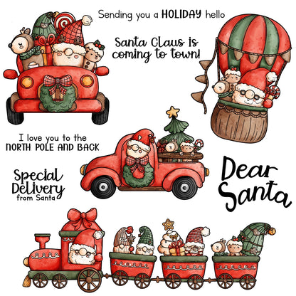 Santa Truck Hot Air Balloon Clear Stamps