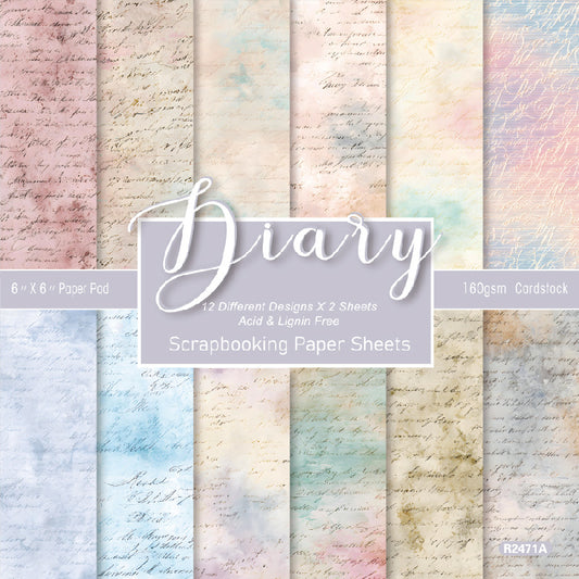 24PCS 6" Diary Scrapbook Paper & Cardstock