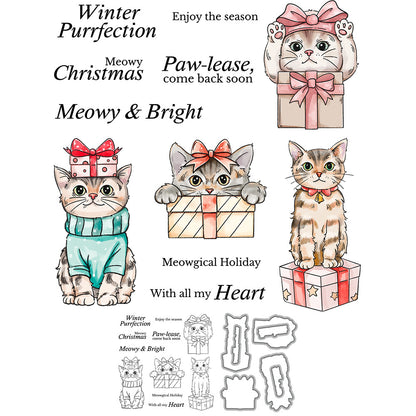 Cat Gift Box Dies & Stamps Set