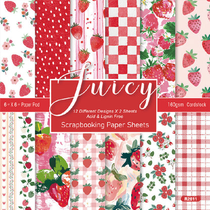 24PCS 6" Juicy Scrapbook Paper & Cardstock