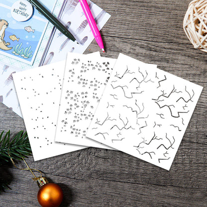 3 PCS Plum Bossom Pattern DIY Painting Hollow Stencil