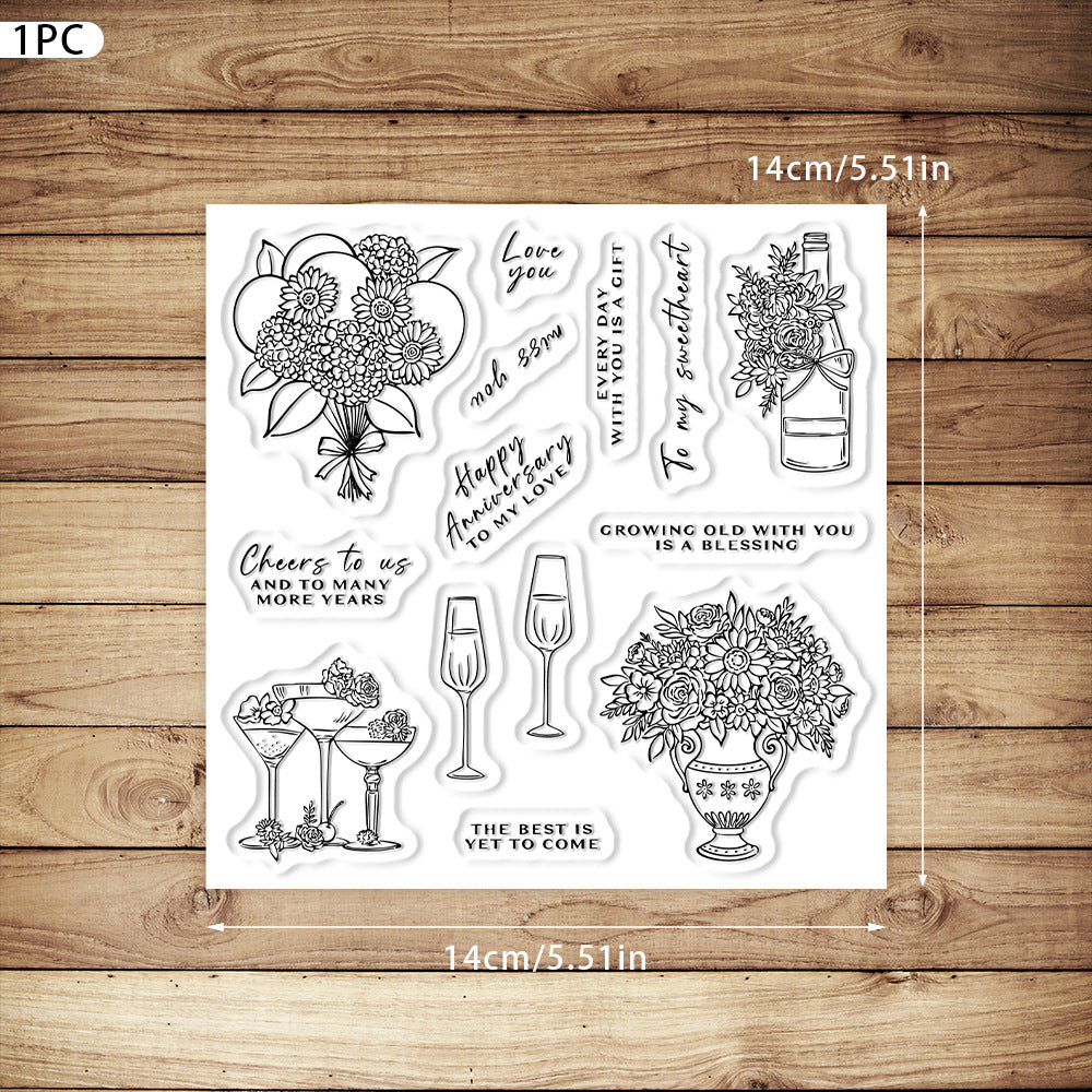 Champagne Flowers Clear Stamps