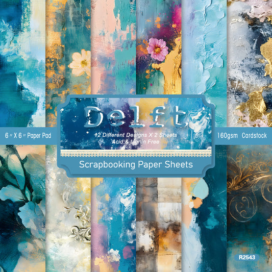 24PCS 6" Delft Scrapbook Paper & Cardstock