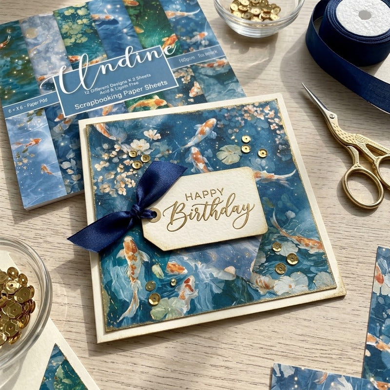 24PCS 6" Undine Scrapbook Paper & Cardstock