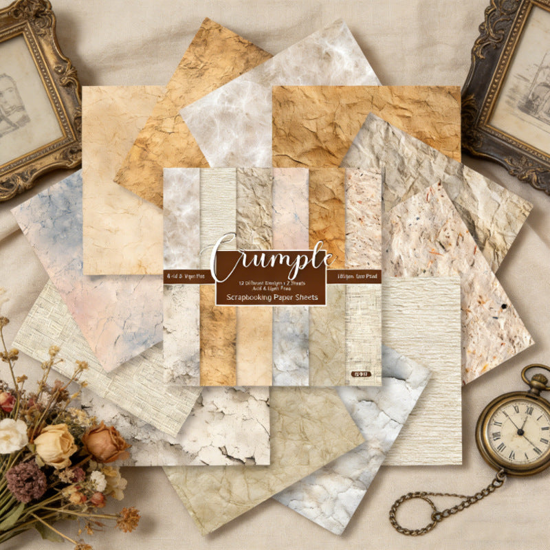24PCS 6" Crumple Scrapbook Paper & Cardstock