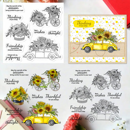 Sunflowers and Cars Clear Stamps