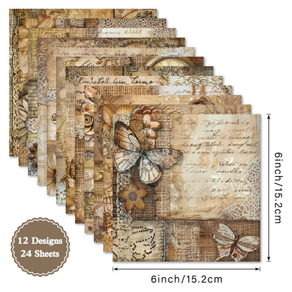 24PCS 6" Burlap Scrapbook Paper & Cardstock