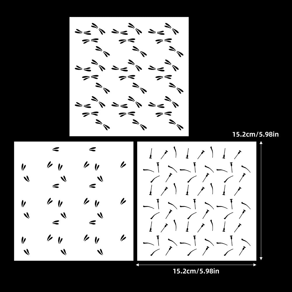 3 PCS Dragonfly Pattern DIY Painting Hollow Stencil