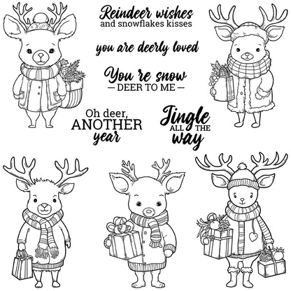 Merry Christmas Cute Reindeer Gift Dies & Stamps Set