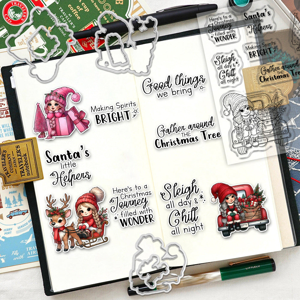 Christmas Cute Girls Dies & Stamps Set