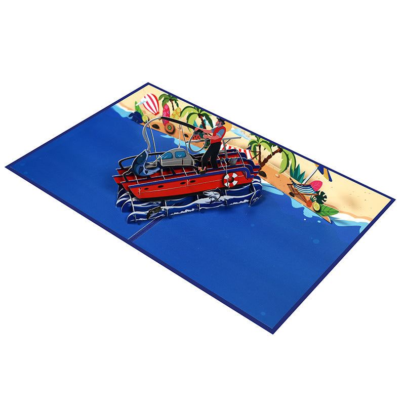 3D Creative Sea Fishing Pop-Up Greeting Card