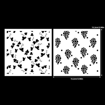 2 PCS Grape Pattern DIY Painting Hollow Stencil
