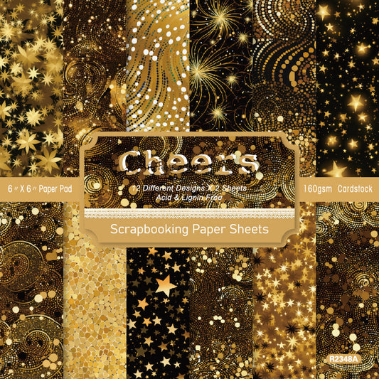 24PCS 6" Cheers Scrapbook Paper & Cardstock