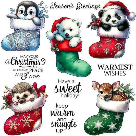 Animals In Christmas Stockings Dies & Stamps Set