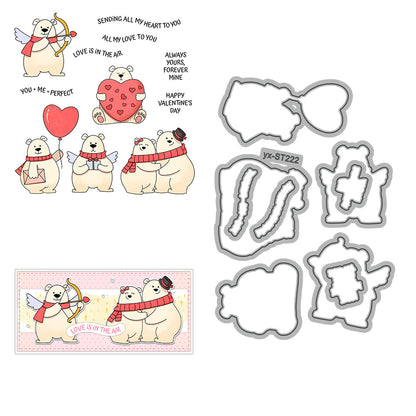 Valentine's Day Polar Bear Dies & Stamps Set