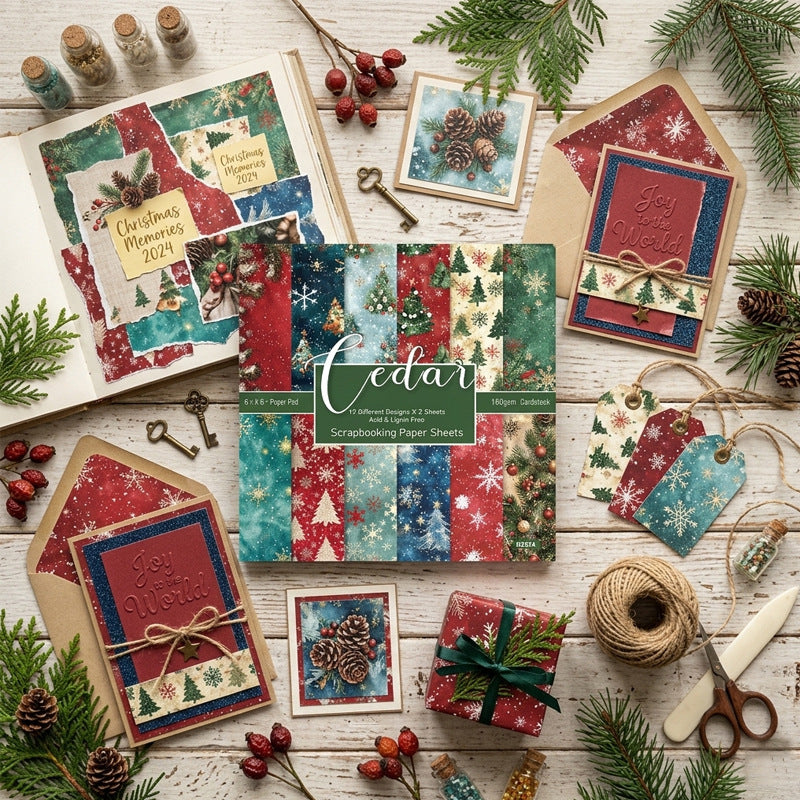 24PCS 6" Cedar Scrapbook Paper & Cardstock