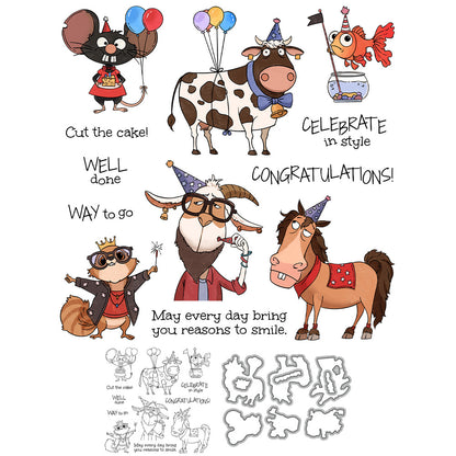 Funny Party Animals Dies & Stamps Set