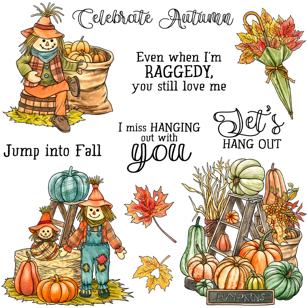 Fall Harvest Pumpkins and Scarecrow Clear Stamps
