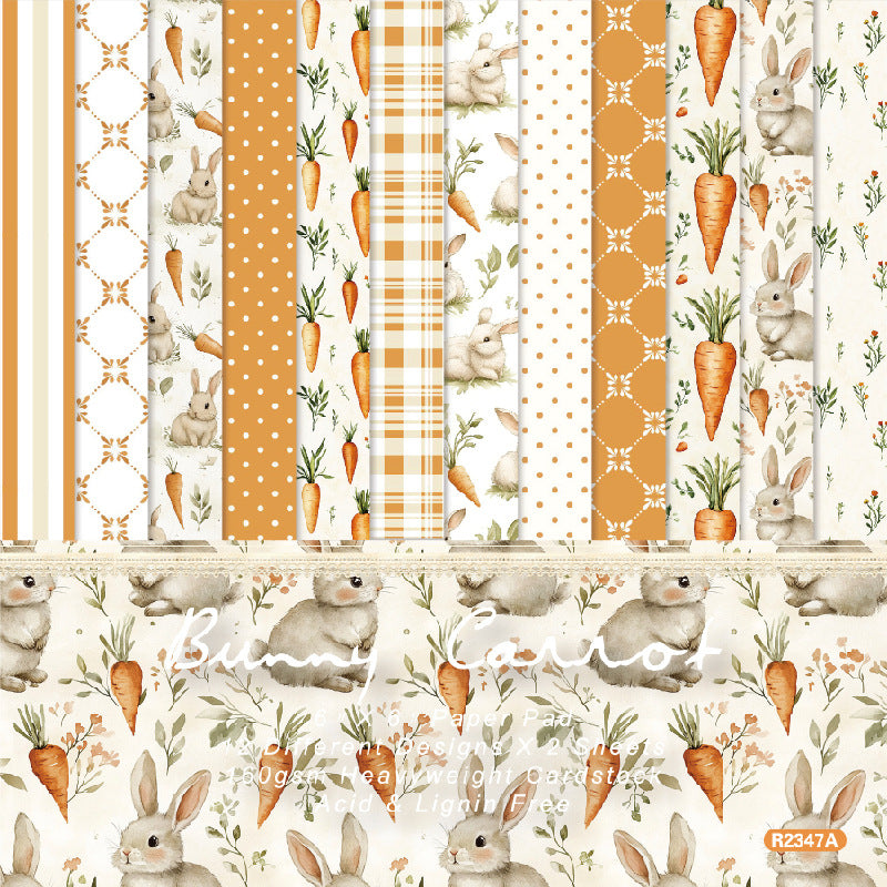 24PCS 6" Bunny Carrot Scrapbook Paper & Cardstock