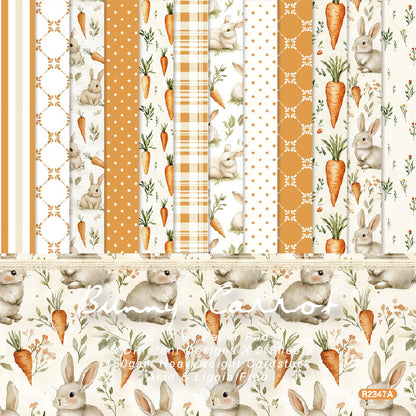 24PCS 6" Bunny Carrot Scrapbook Paper & Cardstock