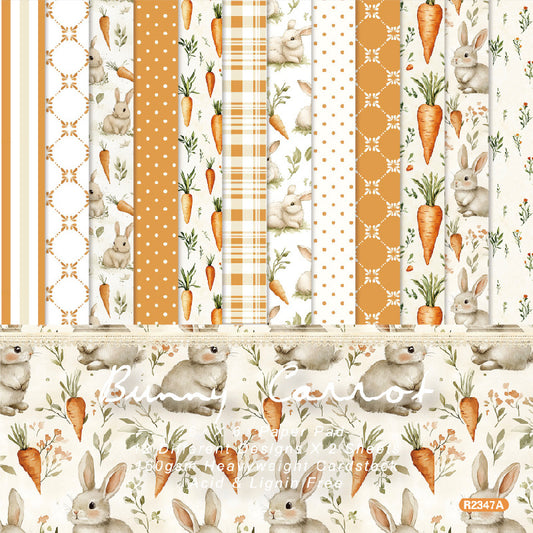 24PCS 6" Bunny Carrot Scrapbook Paper & Cardstock