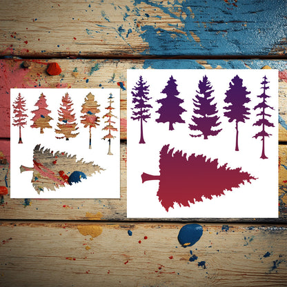 Pine Tree Pattern DIY Painting Hollow Stencil