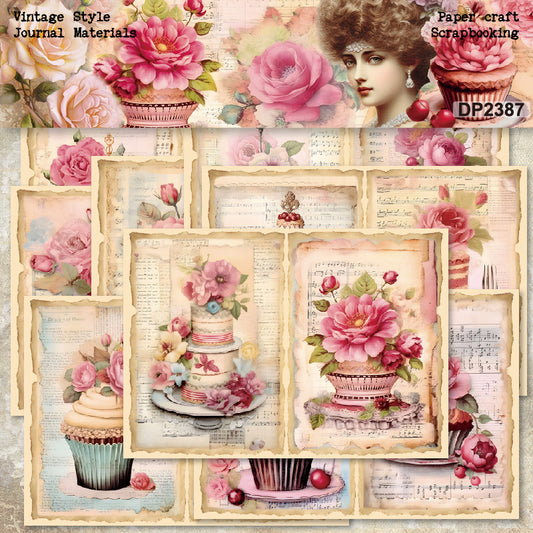 A5 Sweet Flowers and Cakes Scrapbook Paper