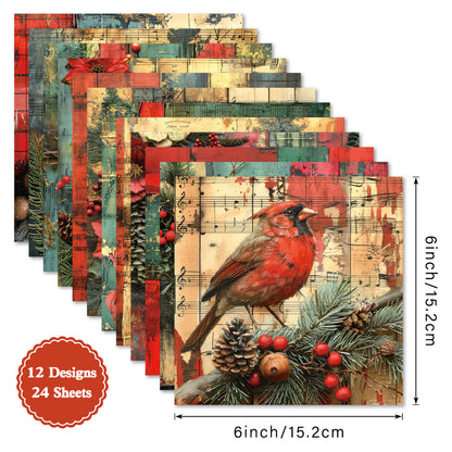 24PCS 6" Christmas Scrapbook Paper & Cardstock