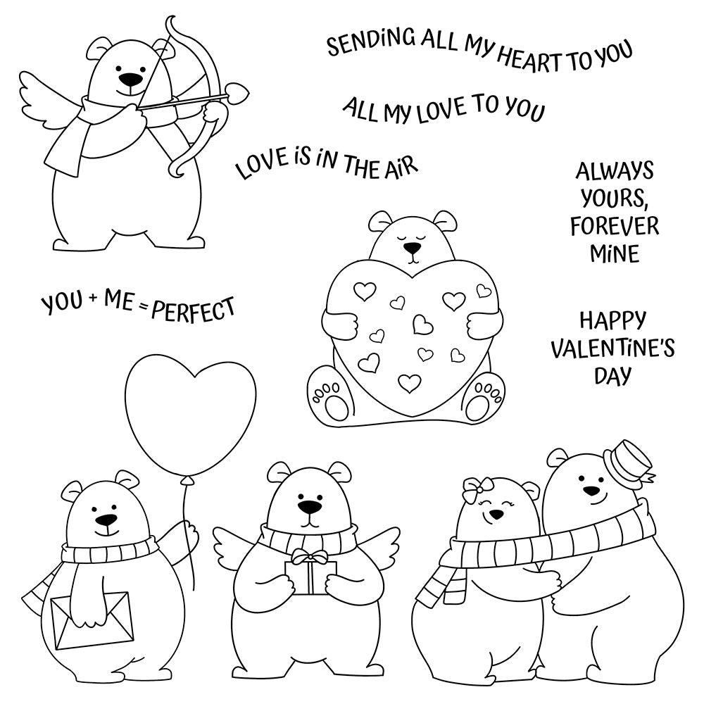Valentine's Day Polar Bear Dies & Stamps Set