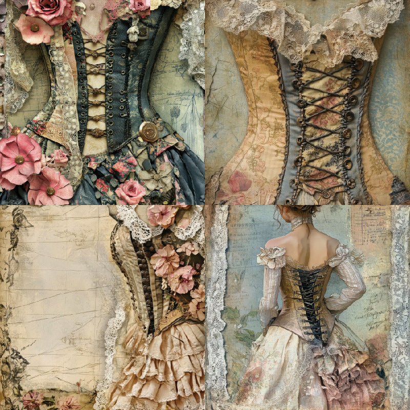 24PCS 6" Women's Dress Scrapbook Paper & Cardstock