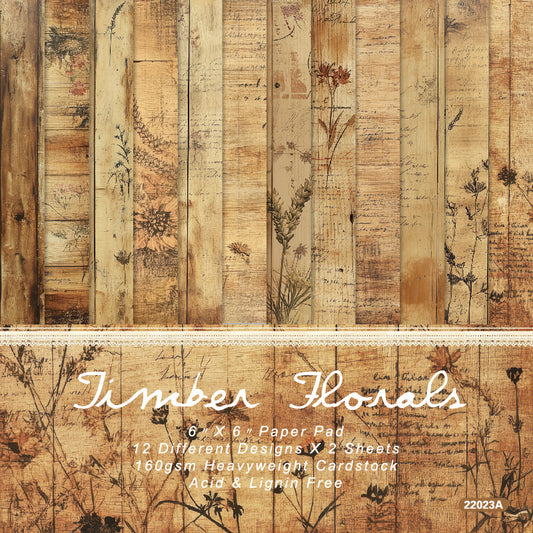 24PCS 6" Timber Florals Scrapbook Paper & Cardstock