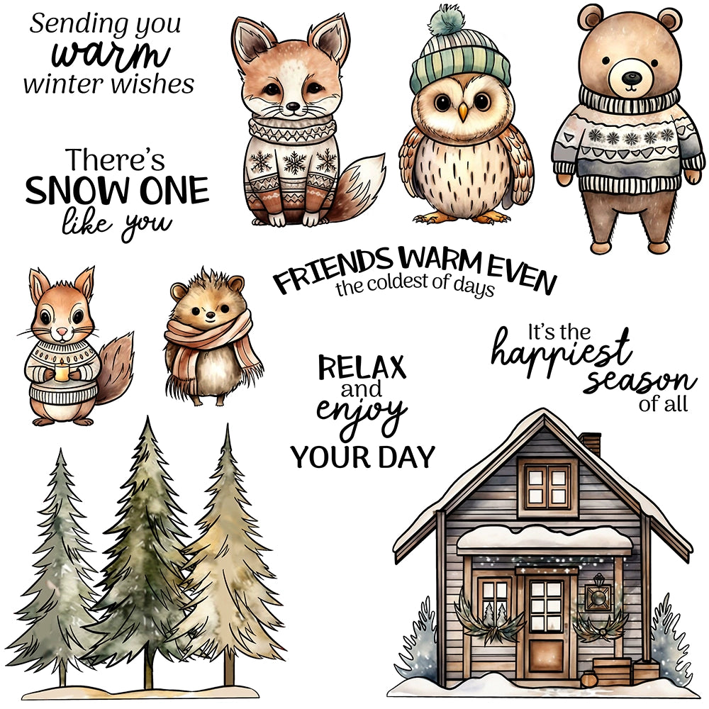 Winter Animal Tree House Dies & Stamps Set