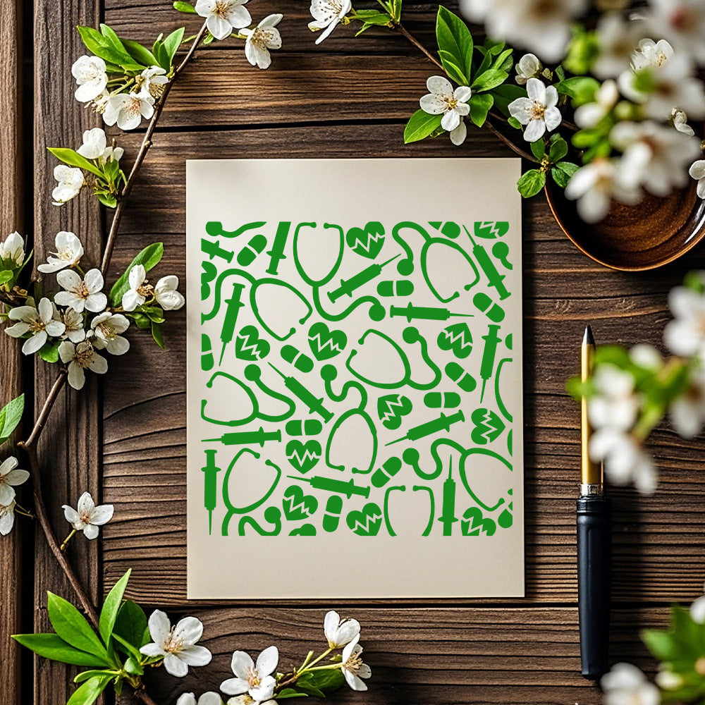Stethoscope Pattern DIY Painting Hollow Stencil