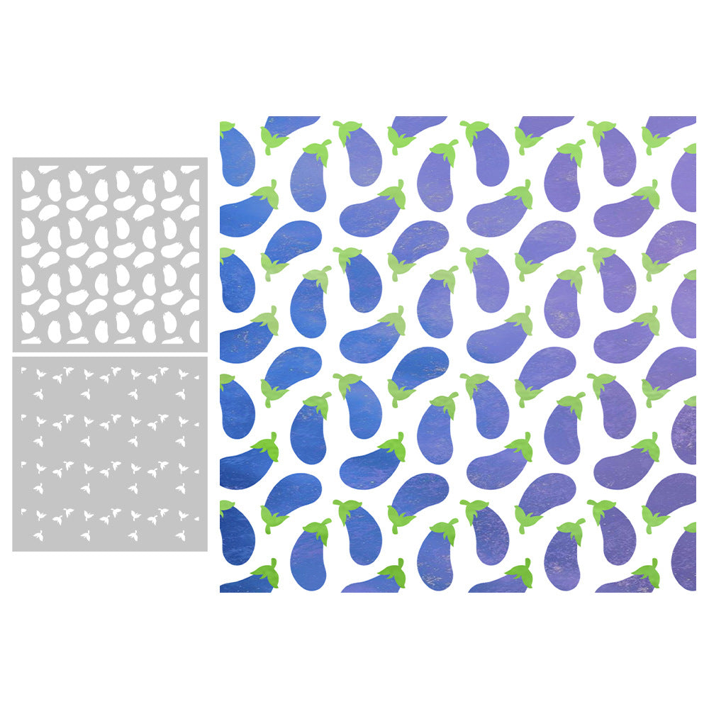 2 PCS Eggplant Pattern DIY Painting Hollow Stencil