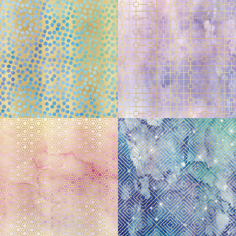 24PCS 6" Purple Geometry Scrapbook Paper & Cardstock