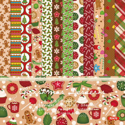 24PCS 6" Christmas Desserts Scrapbook Paper & Cardstock