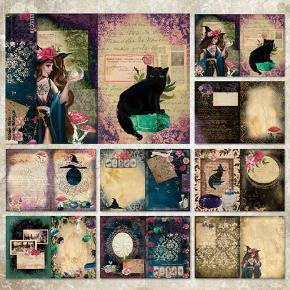 A5 Witch Black Cat Journal Scrapbook Paper