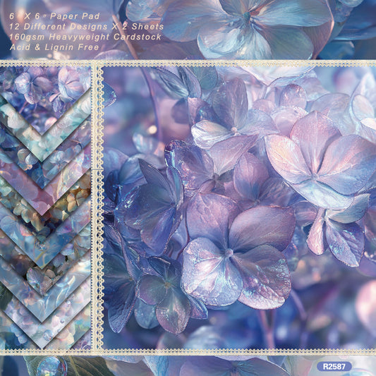 24PCS 6" Hydrangea Scrapbook Paper & Cardstock