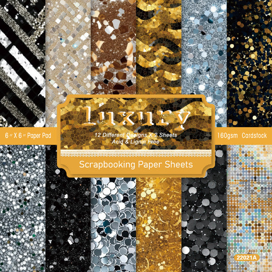 24PCS 6" Luxury Scrapbook Paper & Cardstock