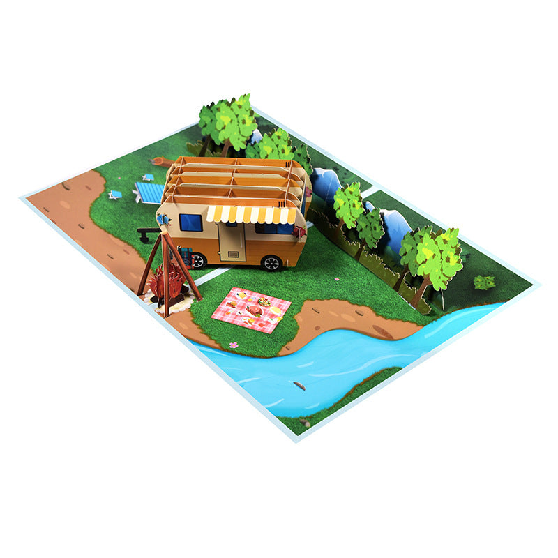 3D Creative RV Travel Pop-Up Greeting Card