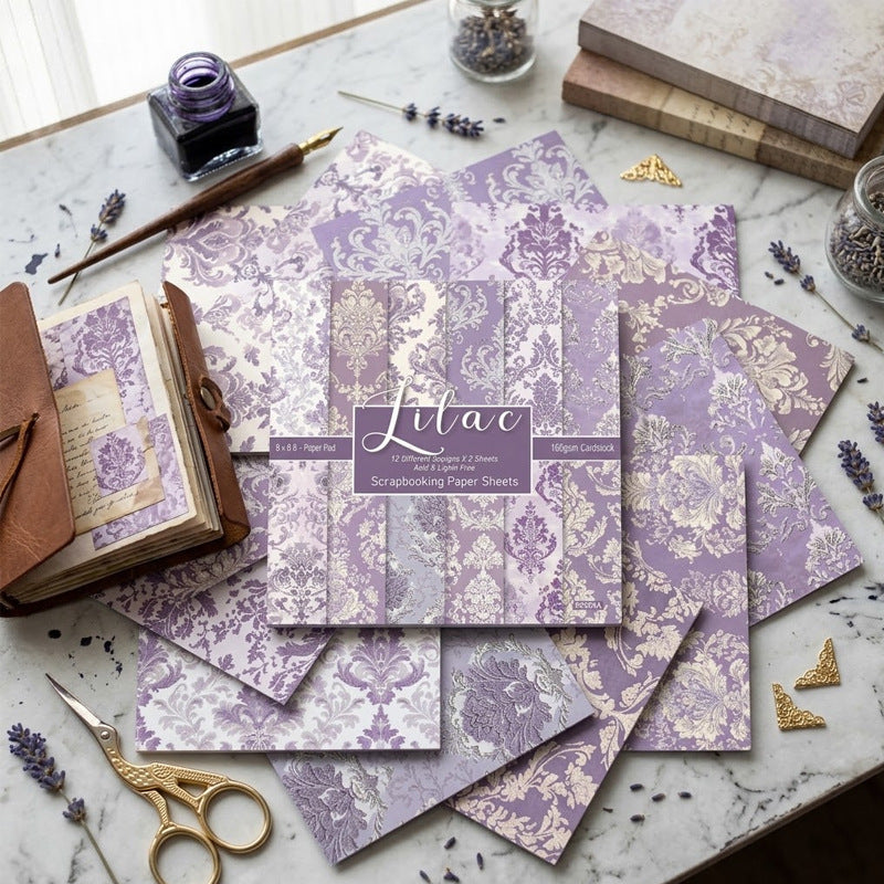 24PCS 6" Lilac Scrapbook Paper & Cardstock