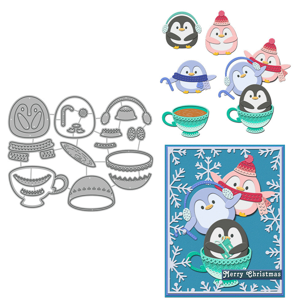 Winter Cartoon Penguins Metal Cutting Dies