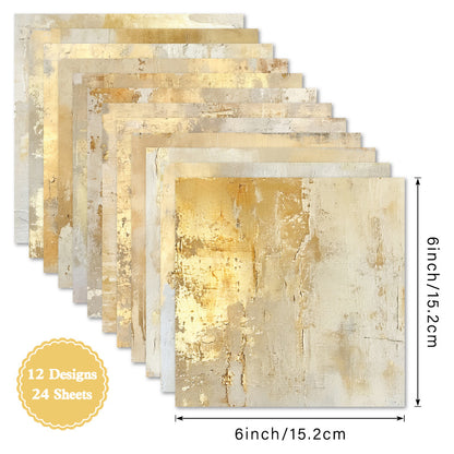 24PCS 6" Goldened Echo Scrapbook Paper & Cardstock