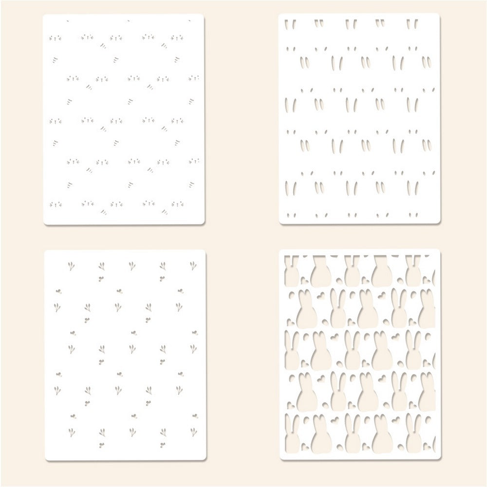 4 PCS Rabbits Pattern DIY Painting Hollow Stencil