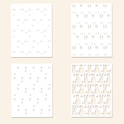 4 PCS Rabbits Pattern DIY Painting Hollow Stencil