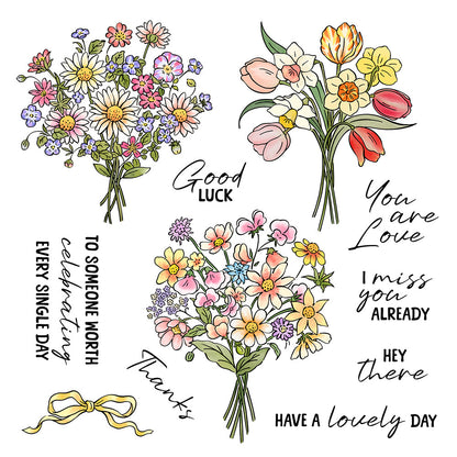 Three Bouquets Clear Stamps