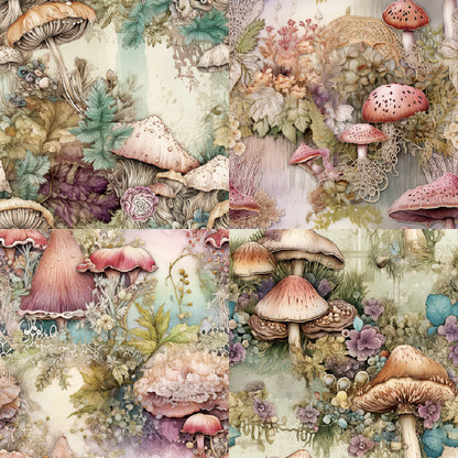 24PCS 6" Mushroom Fairy Scrapbook Paper & Cardstock