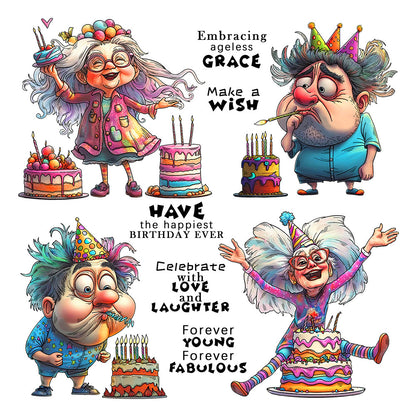 Cartoon Character Birthday Wishes Clear Stamps